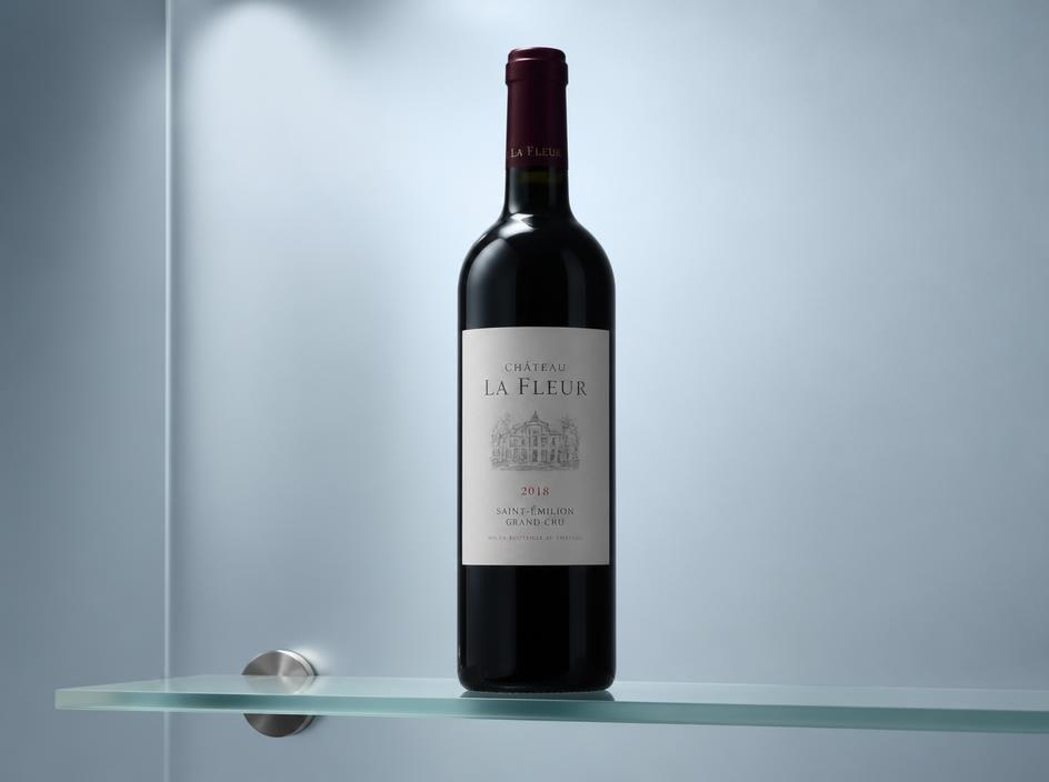 Fog Ridge Chardonnay bottle on a frosted glass shelf